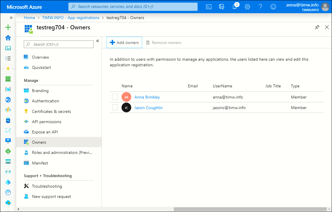 Figure 6. The custom Azure AD role works as expected. 