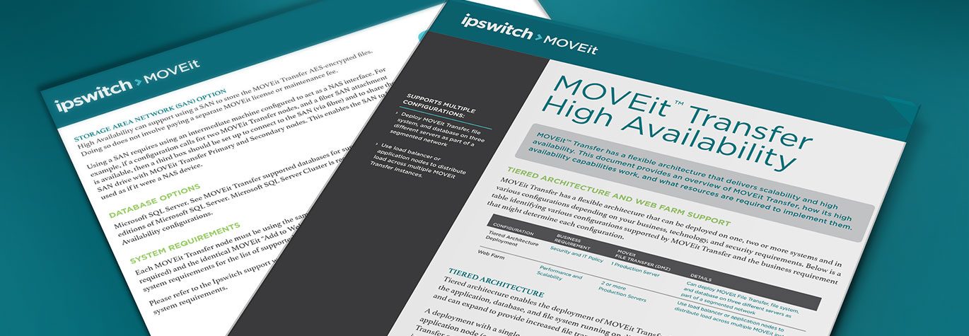MOVEit Transfer High Availability (HA) has a flexible architecture that delivers scalability and high availability.